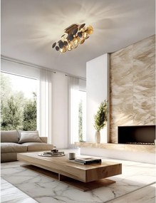 Plafonieră gri-auriu cu abajur din sticlă 76x22 cm Bubble – Trio Select