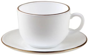 Set cesti si farfurioare pentru ceai Klausberg KH 1929, 12 piese, 210 ml, Opal, Alb/Auriu