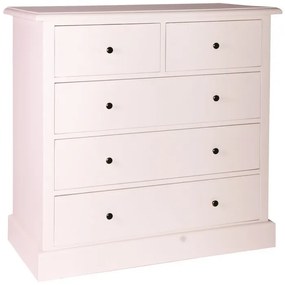 Comoda roz, din lemn de pin, cu 5 sertare, aspect vintage, Country