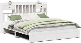 vidaXL Pat cu bibliotecă fără saltea, 180x200 cm, lemn masiv de pin