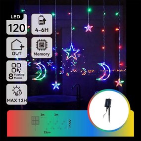 Aigostar - LED RGBY Ghirlandă de Crăciun solară 120xLED/8 funcții 3x0,6m 500 mAh IP65