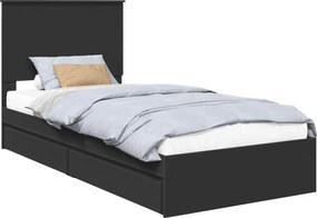 vidaXL Pat cu storage cu headboard Negru 90 x 190 cm Lemn compozit