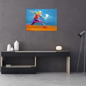 Tablou pe sticlă - Jucător de tenis pictat (70x50 cm)
