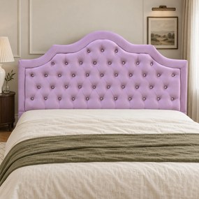 Pat tapițat Chesterfield din catifea Imperio Deluxe 160×200 cm, lila, cu ladă de depozitare