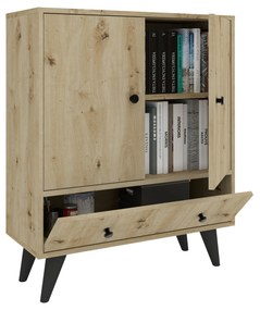 Comoda TV Malta, 3 Usi, Stejar Artisan, 75 x 30 x 90 cm