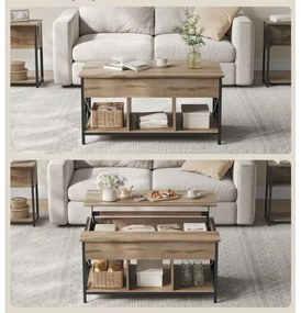 Masă de cafea NYRO cu blat rabatabil, maro/negru