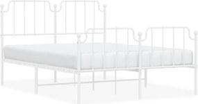 vidaXL Cadru pat metalic cu tăblie de cap/picioare , alb, 140x190 cm