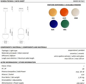 Lustra, Pendul din ceramica design italian Habea