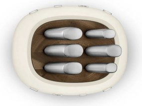 Set de cutite cu suport SMEG KBSF02CR, 7 piese, Manere din lemn de salcam, Otel inoxidabil german, Crem