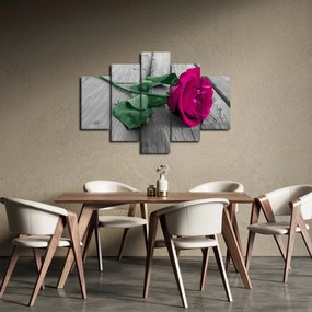 Tablou - Trandafir roz cu tulpina verde (150x105 cm)