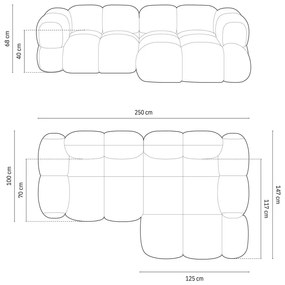 Colțar bej (cu colț pe partea dreaptă/cu șezlong) Loretto – Cosmopolitan Design