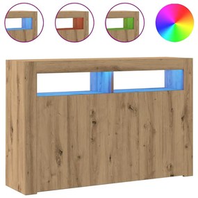 856364 vidaXL Dulap lumini LED stejar artizanal 115,5x30x75 cm lemn prelucrat