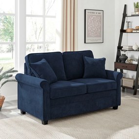 Canapea cu două locuri ASB-4170 BLUE2, manșetă,albastră