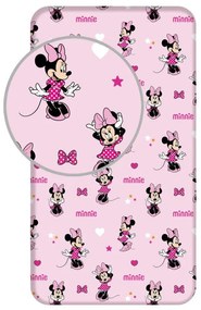 Disney Minnie Pretty in Pink cearșaf cu elastic 90x200 cm