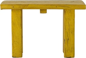 Măsuță decorativă din lemn reciclat, galben, blat dreptunghiular pe picioare înclinate, finisaj vopsit, 24 x 30 x 18 cm, „Porir”