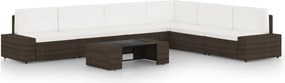 vidaXL Set mobilier de grădină cu perne, 7 piese, maro, poliratan