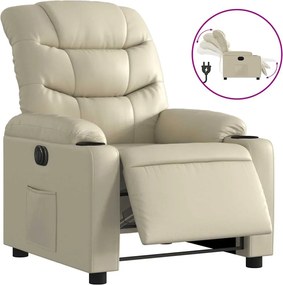 vidaXL Fotoliu rabatabil electric, crem, piele ecologică