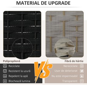 HOMCOM Paravan Despărțitor Interior Pliabil cu 6 Panouri Întrețesute, 240x170 cm, Negru | Aosom Romania