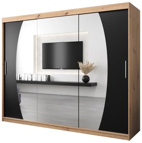 Dulap de haine 250 cm Eclipse (Stejar artisan + Negru mat). 1063450