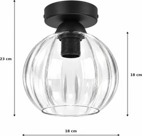 BRILAGI - Lampă de tavan LED RETRO GLASS 1xE27/60W/230V Ø 18 cm negru/transparent