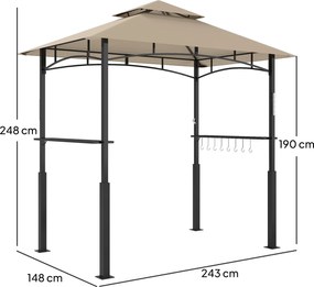 Outsunny Adăpost pentru grătar cu acoperiș dublu adăpost de grădină cu lumină LED 240 x 150 x 250 cm kaki | Aosom Romania