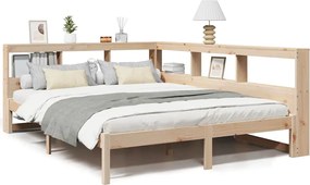 vidaXL Pat cu bibliotecă fără saltea, 160x200 cm, lemn masiv de pin