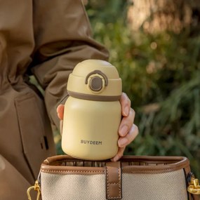 Termos BUYDEEM TAN200, 200 ml, Capac cu infiletare etansa, Otel inoxidabil, Galben