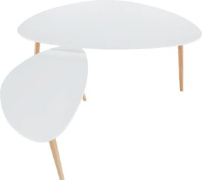 Set 2 măsuţe de cafea, alb/fag, FOLKO NEW