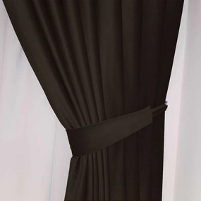 Set draperii din catifea cu rejansa din bumbac tip fagure, Madison, densitate 700 g/ml, Maro inchis, 2 buc
