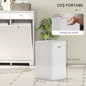 HOMCOM Dulap de Baie pentru Rufe cu 2 Uși Rabatabile și Coșuri pentru Rufe, 78x38x90 cm, Alb | Aosom Romania