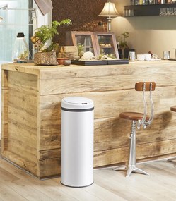 Cos gunoi cu senzor 56 L Alb Inox