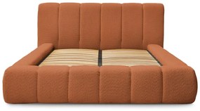 Pat matrimonial portocaliu tapițat cu spațiu de depozitare cu somieră 180x200 cm Denali – Bobochic Paris