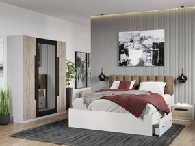 Set mobila dormitor 4 piese Alb/Lemn Riveri C04