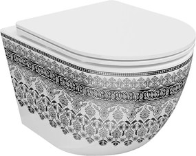 Mexen Lena vas WC Rimless cu capac cu închidere lentă subțire, duroplast, alb/negru model - 30224095