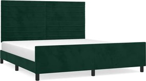 vidaXL Cadru de pat cu tăblie, verde închis, 180x200 cm, catifea