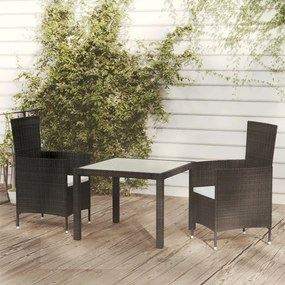 3094825 vidaXL Set mobilier de exterior cu perne, 3 piese, negru, poliratan