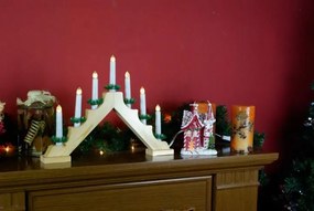 Decor de Crăciun - sfeșnic din lemn, 7 LED-uri