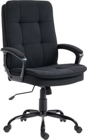 HOMCOM Scaun de Birou Ergonomic din Material Tip In, Înălțime Reglabilă, Funcție de Balansare, 120 kg, Negru | Aosom Romania