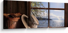 Tablou - Echipament de pescuit (cu ceas) (90x30 cm)