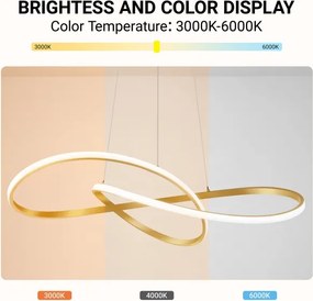 Brilagi - Lustră LED reglabilă suspendată pe cablu INFINITY LED/80W/230V 80x80 cm aurie + telecomandă