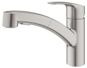 Baterie bucatarie cu dus extractibil Grohe Eurosmart Supersteel mat