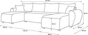 Coltar extensibil in forma de U SEVIO, gri inchis, 311x145 cm + 2 perne GRATUIT