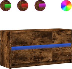 vidaXL Dulap TV cu LED, stejar fumuriu, 100x34x50 cm, lemn prelucrat