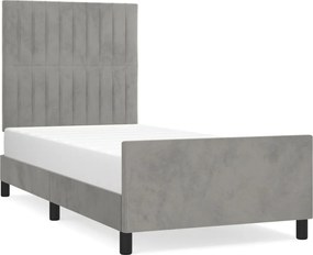vidaXL Cadru de pat fără saltea, gri deschis, 90x190 cm, catifea