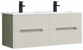 Trent 120 dulap de baie inferior cu chiuvetă ceramică (4 sertare) verde-alb