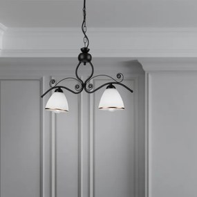 Lustră pe lanț RETRO 2xE27/60W/230V negru mat