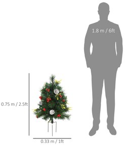 HOMCOM 2 Brazi de Craciun cu luminite, conuri de pin, ramuri ignifuge