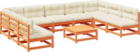 vidaXL Set canapele grădină cu perne, 10 piese, maro lemn masiv de pin