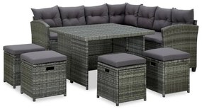 vidaXL Set mobilier de grădină cu perne, 6 piese, gri, poliratan