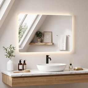 HOMCOM Oglindă de Baie cu LED 50 x 70 cm, Dimabilă, Antiaburire, Touch, Memorie | Aosom Romania